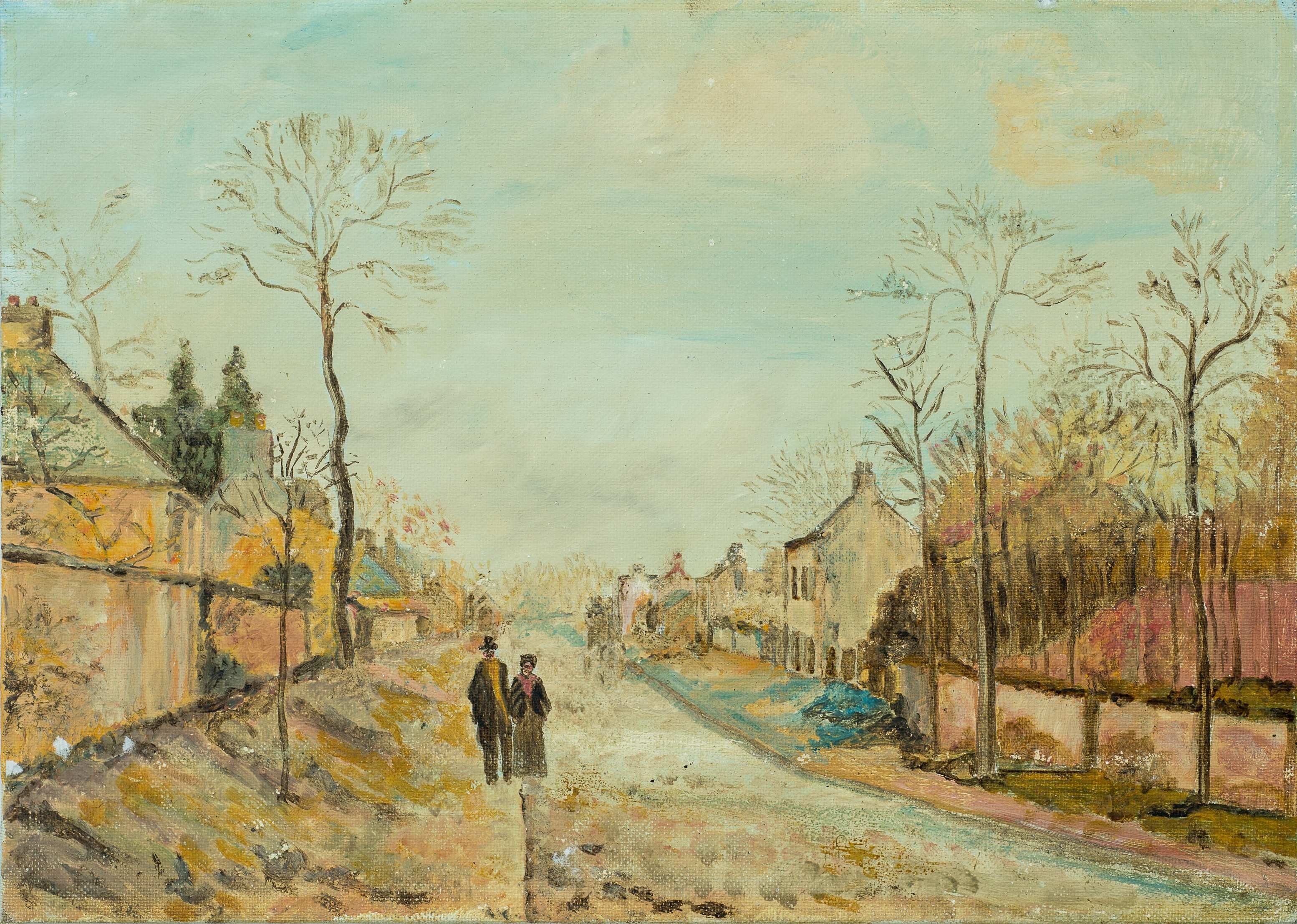 The Louvicienne Road, 1870, after Camille Pissaro — painting by Chris Brock
