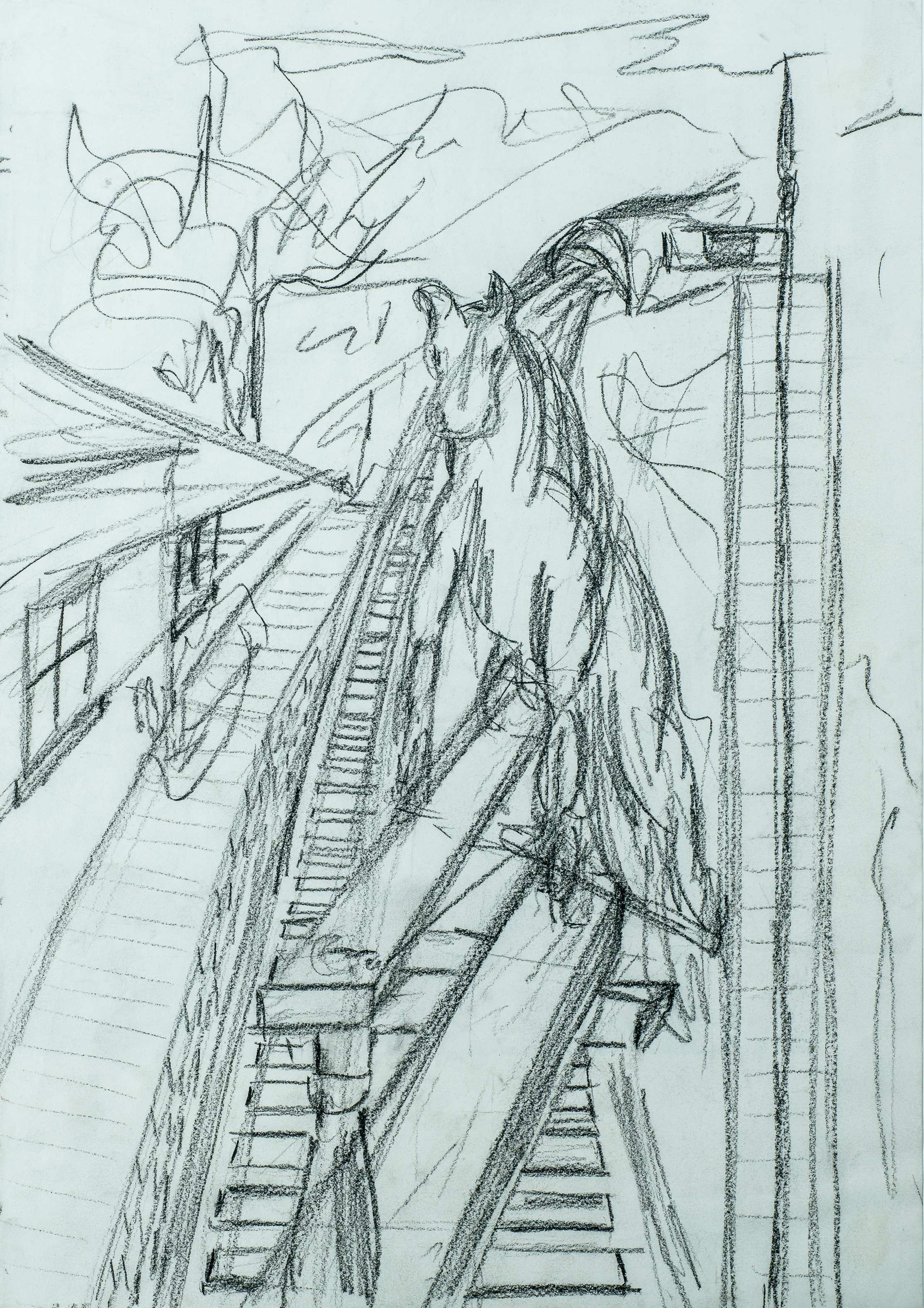 Preparatory sketch for 'Seen at the Botanic Station Crossing' — painting by Chris Brock