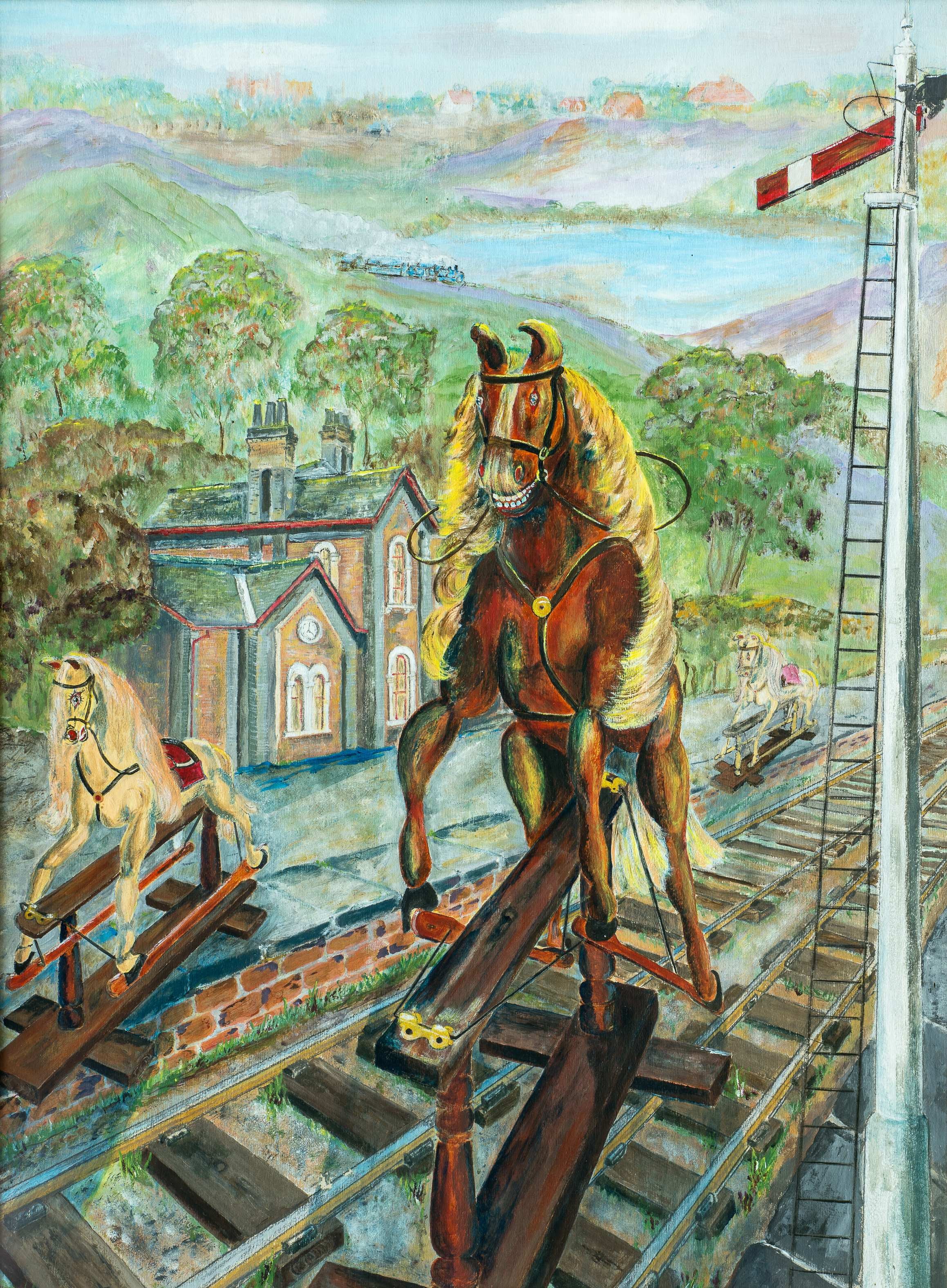 Seen at the Botanic Station Crossing — painting by Chris Brock