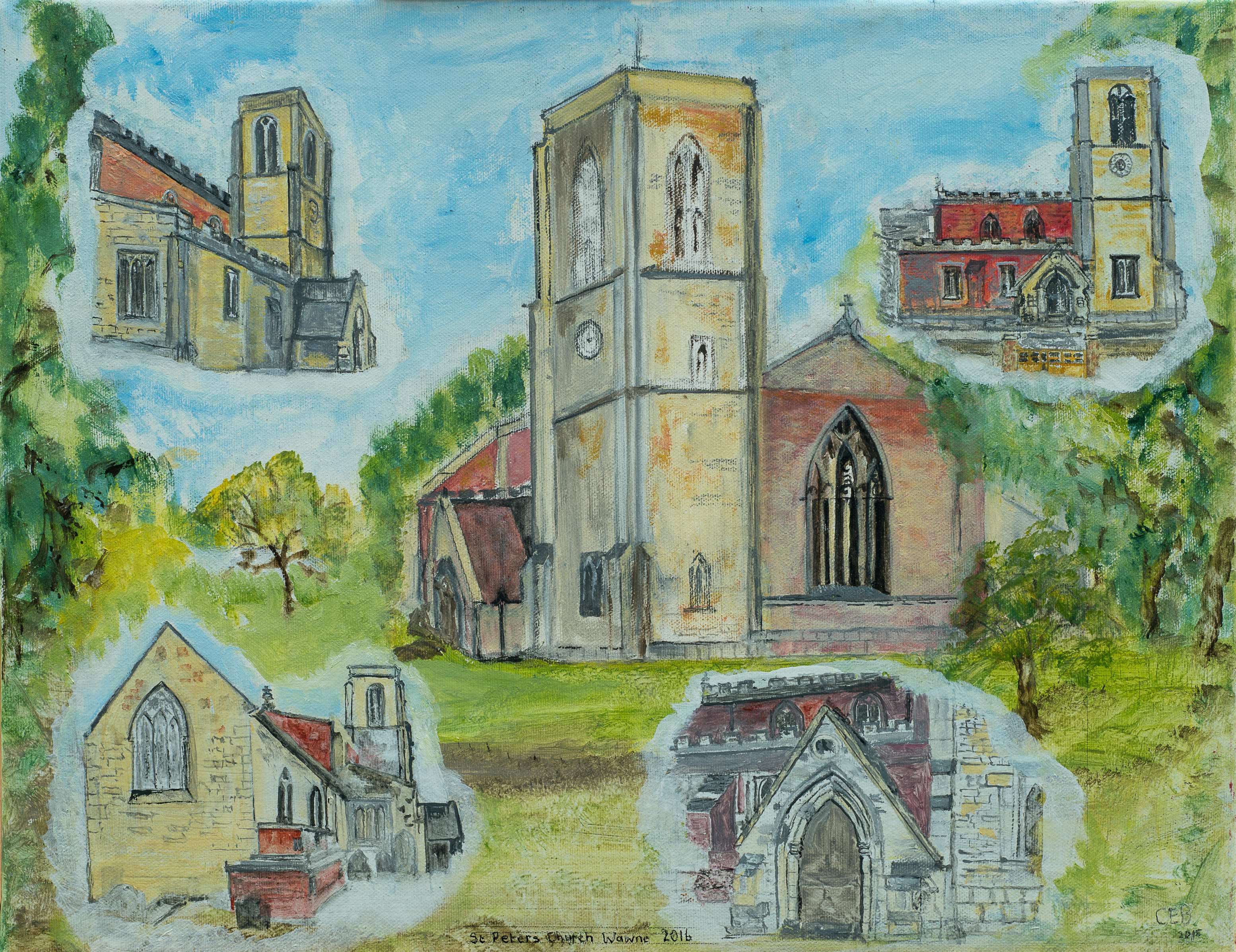 St Peters Church, Wawne North Side — painting by Chris Brock