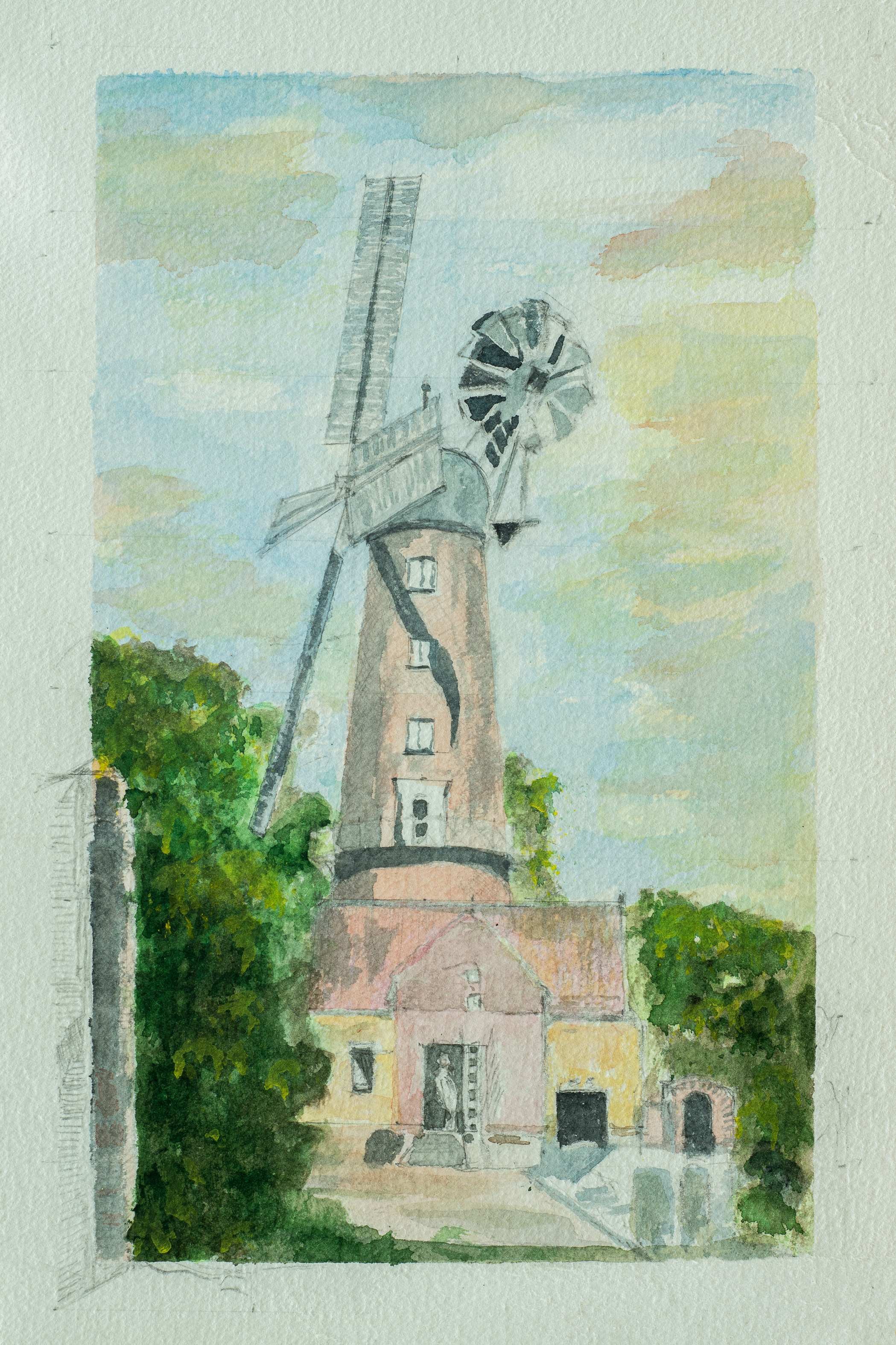 The North Mill, Cottingham — painting by Chris Brock