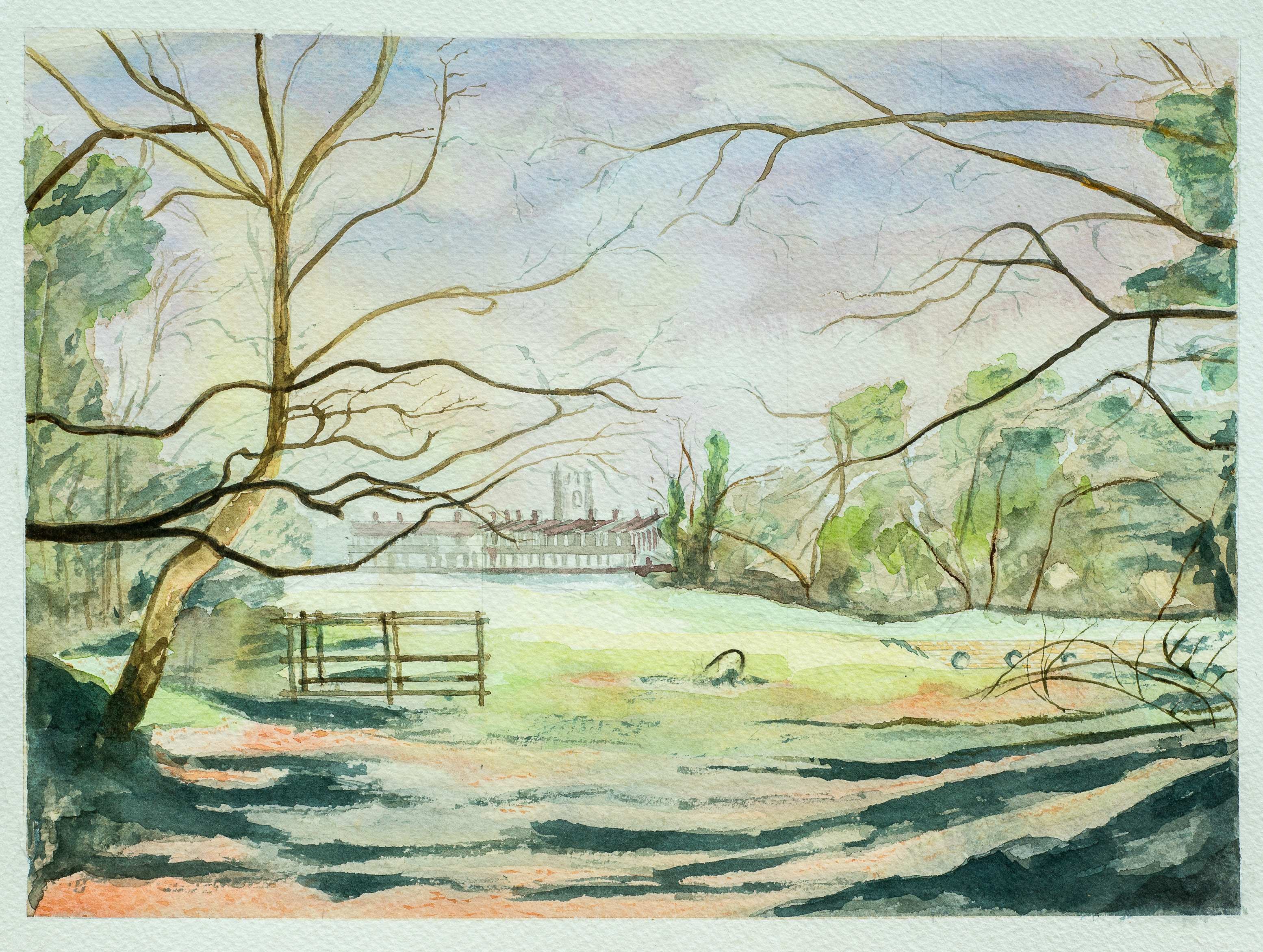 Beverley from the Westwood towards St Mary’s — painting by Chris Brock