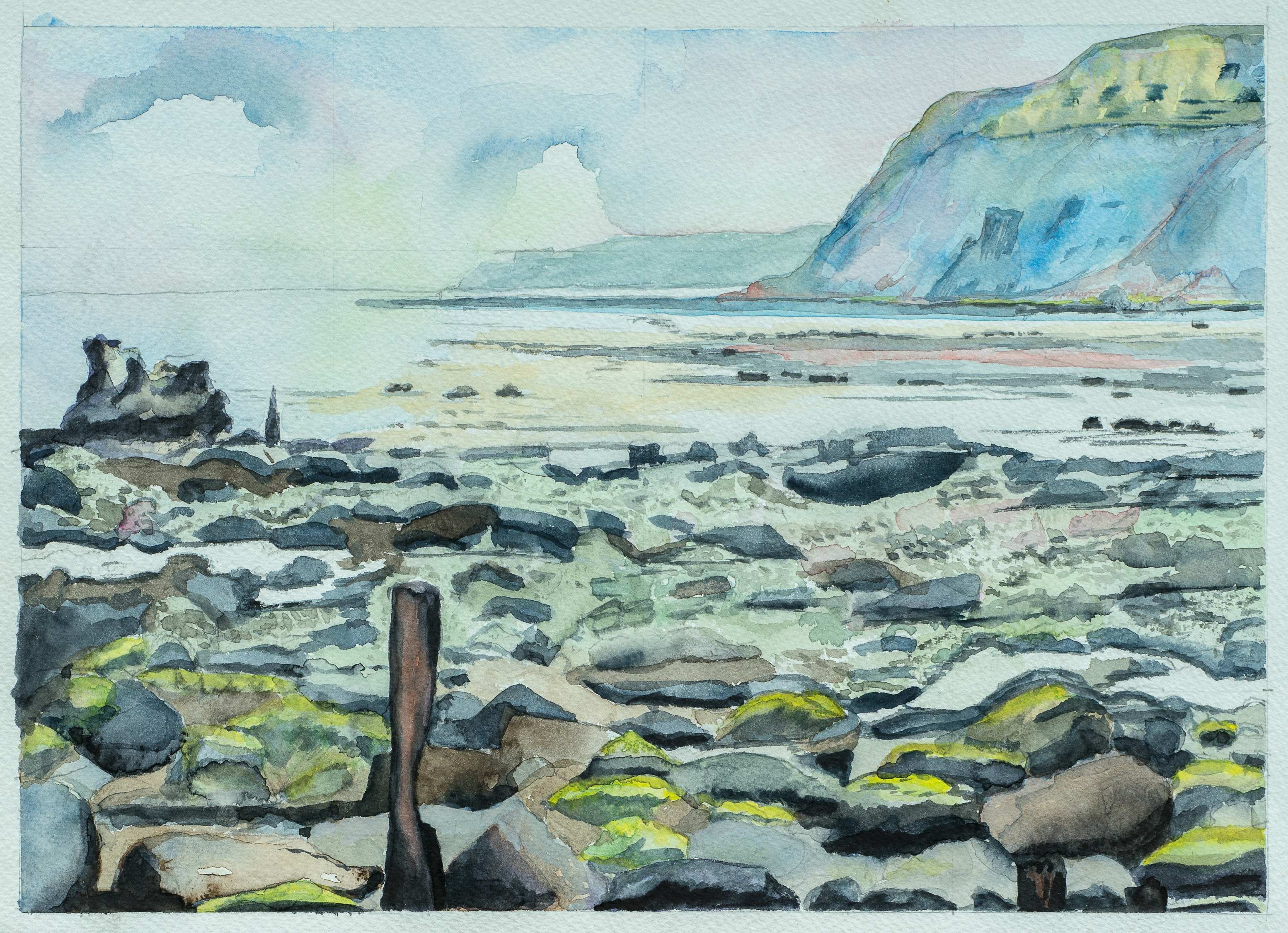 Port Mulgrave, looking out to the beach — painting by Chris Brock