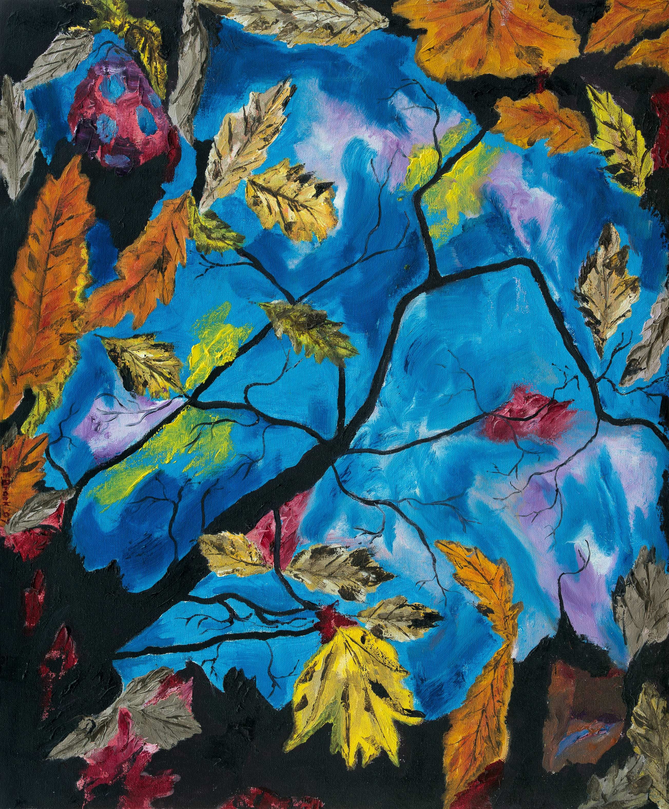Reflected Autumn Leaves — painting by Chris Brock